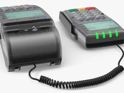 Verifone VX805 Card Reader with Coiled Cable 3D model