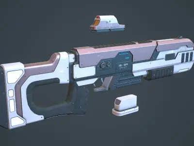 Laser Rifle Gun PBR Low-poly 3D model