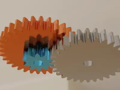 Gear train with coaxial input and output shafts Free 3D model