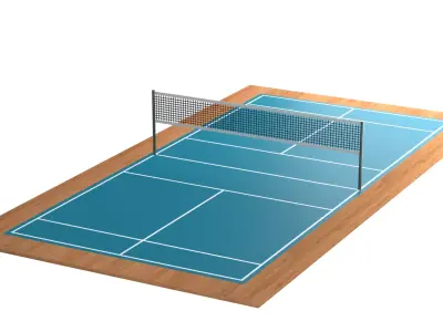 Blue Court 3D Model Game Ready PBR Blender Low-poly 3D model