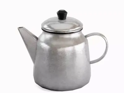 Old Enamel Teapot Set Low-poly 3D model