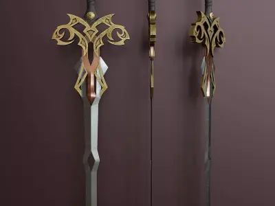 Fantasy style sword A1 Low-poly 3D model