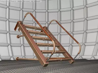 Wood Stairs Construction Element 17 Low-poly 3D model