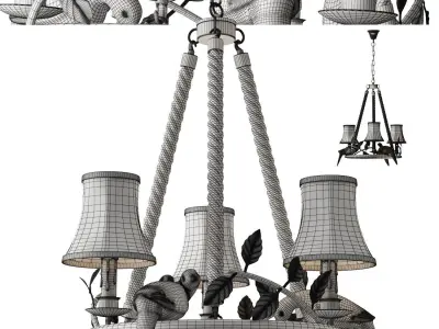 Chandelier Norman Bird Forest Patina 3 3D model
