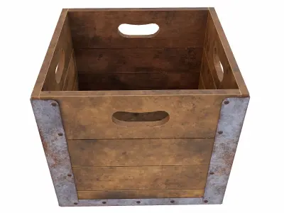 Wooden crate box  Low-poly 3D model