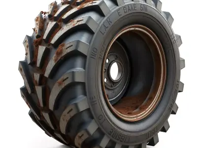 Industrial OffRoad Muddy Tire Low-poly 3D model