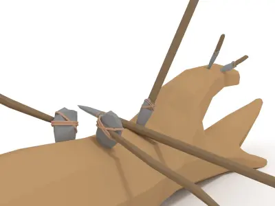 LowPoly StoneTools wooden axe Low-poly 3D model