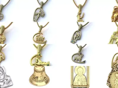 3DM 42 ZODIAC AND GOD PENDANT FILES 3D Model Pack