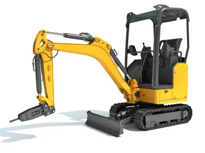 Mini Excavator Breaker Hammer 3D model
