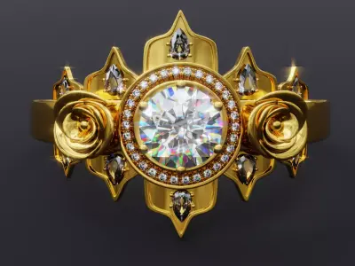 Gold Ring 3D print model 21