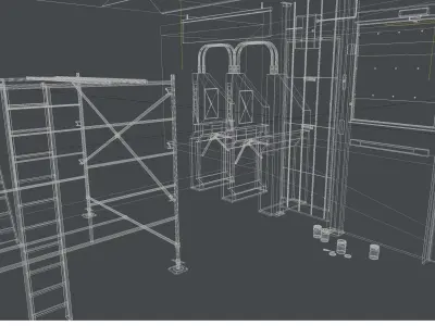 Subway Emergency Gates Scene 8K Low-poly 3D model