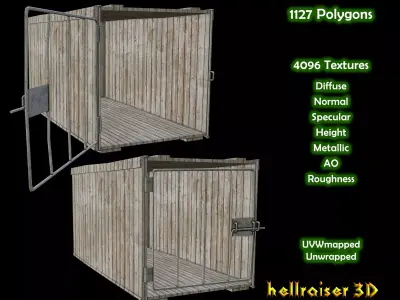 Dog Cage - 2 Models - PBR - Textured Low-poly 3D model