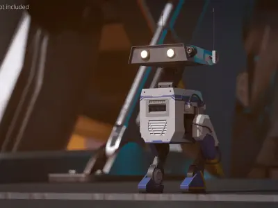  Nvidia AI Patrol Unit with Antennas White Blue Rigged for Cinema 4D 