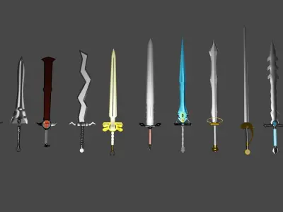 10 Medieval fantasy swords pack 1 Free low-poly 3D model