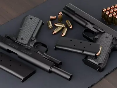 Pistol Tactical 1911 - Game Ready 4K PBR Low-poly 3D model