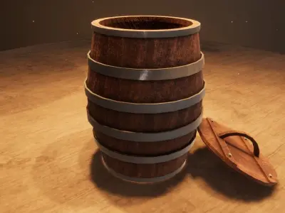 Barrels And Buckets  Free low-poly 3D model