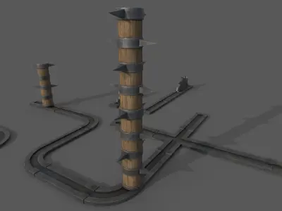 Saw and Spikes Low-poly 3D model