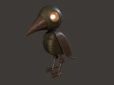 Mechanical Bird Figurine Low-poly 3D model