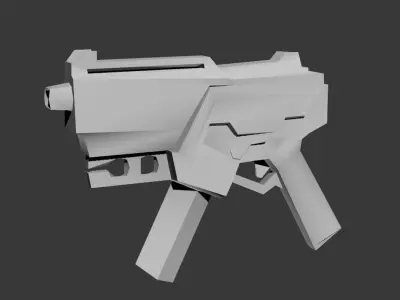 Low Poly  machine pistol Low-poly 3D model