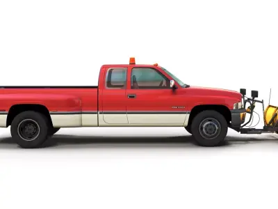 Dodge Ram 1995 3500 snow plow Low-poly 3D model