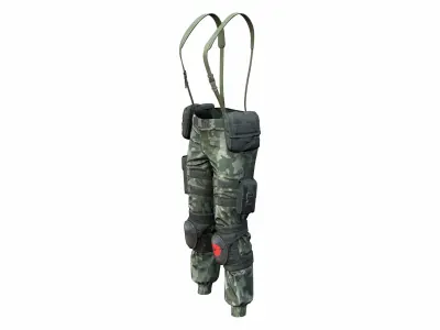 Female Military Combat Pants With Suspenders Low-poly 3D model