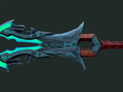 Dual Runic Sword - Game Ready - Low-poly 3D model
