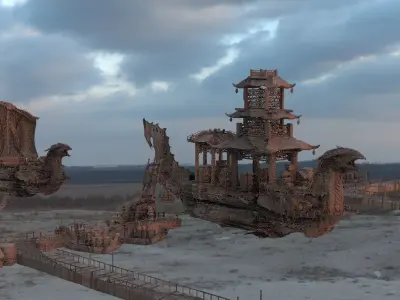 Chinese Treasure Ship with all parts 3D model