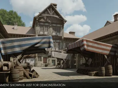 Medieval Market Stall Low-poly 3D model get