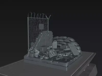 Urban Military Diorama Base STL 3D Print Display Terrain 3D print model