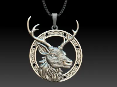 Deer Head Pendant M22 3D print model