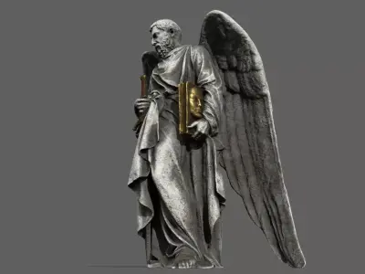 Old Man Statue Low-poly 3D model 2
