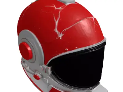 Retro Space Helmet with Scratched Visor 3D model
