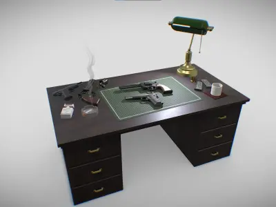 Cold war pistols  Low-poly 3D model