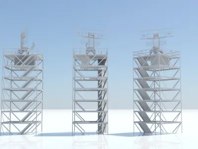 Airport Rotating Radar Tower Antenna  Low-poly 3D model