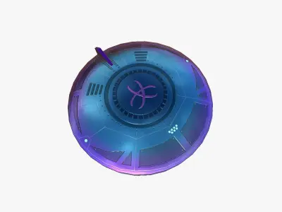 Alien Spaceship UFO A04 Purple Blue - Sci Fi Spacecraft Design Low-poly 3D model