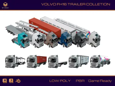 Volvo FH16 Trailer Collection Low-poly 3D model