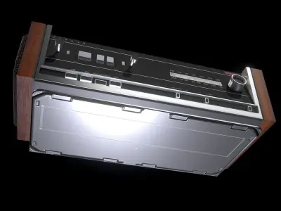 Retro Woodgrain Flip Clock Radio Low-poly 3D model