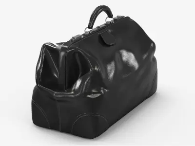 Vintage Doctors Bag Black Leather 3D model