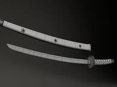 Japanese Katana Sword Low-poly 3D model