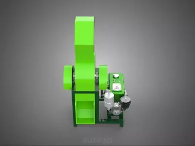 GREEN WOOD CHIPPER SHREDDER CRUSHER CUTTER MACHINE DIESEL ENGINE 3D model