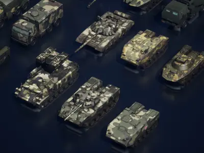 Military Vehicle Pack Low-poly 3D model by cher89zx