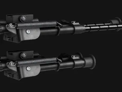Harris S-BRM Picatinny Rail Bipod Attachment - Game Asset Low-poly 3D model