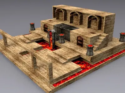 dungeon and temple  Low-poly 3D model