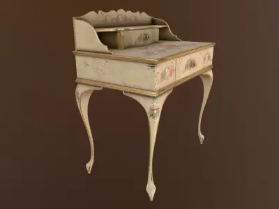 Writing-table victorian writing desk with drawers Free low-poly 3D model
