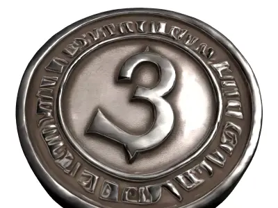 Aged Metallic Token Number 3 Low-poly 3D model