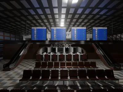 Airport interior Low-poly 3D model get
