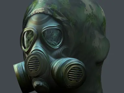 Gas mask helmet 3d model military combat Low-poly Low-poly 3D model 4