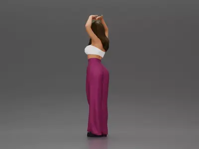 woman striking a heart-shaped pose with joyful energy 3D print model