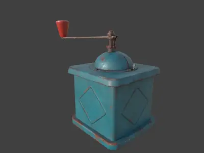 Vintage coffee grinder cloudy blue Low-poly 3D model