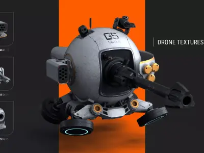 Sphere Drone plus props 24 textures sets Low-poly 3D model